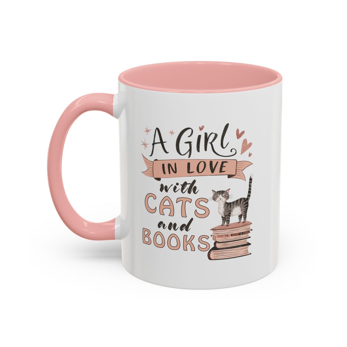 Cat Lover's Coffee Mug - A Girl in Love with Cats and Books, Gift for Cat Owners, Bookworms, Cozy Mornings, Birthday Present