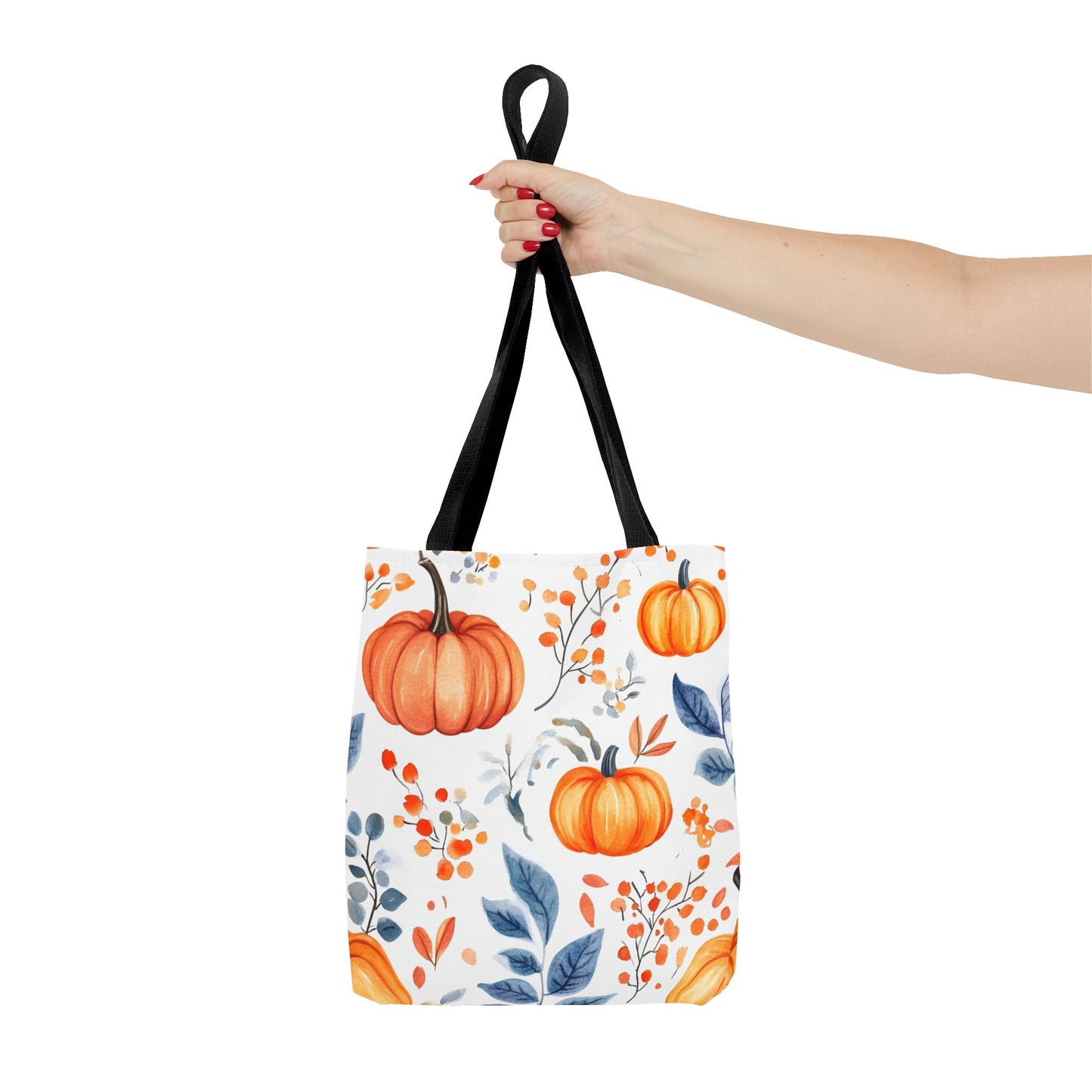 Fall Tote, Pumpkin Tote, Floral Bag, Halloween Bag, Thanksgiving Gift, Autumn Harvest Tote Bag