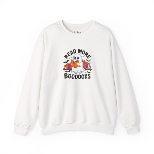 Cute Ghost Crewneck Sweatshirt, Read More Books, Cozy Halloween Gift, Book Lover Apparel, Spooky Season Clothing, Fun Fall Sweater