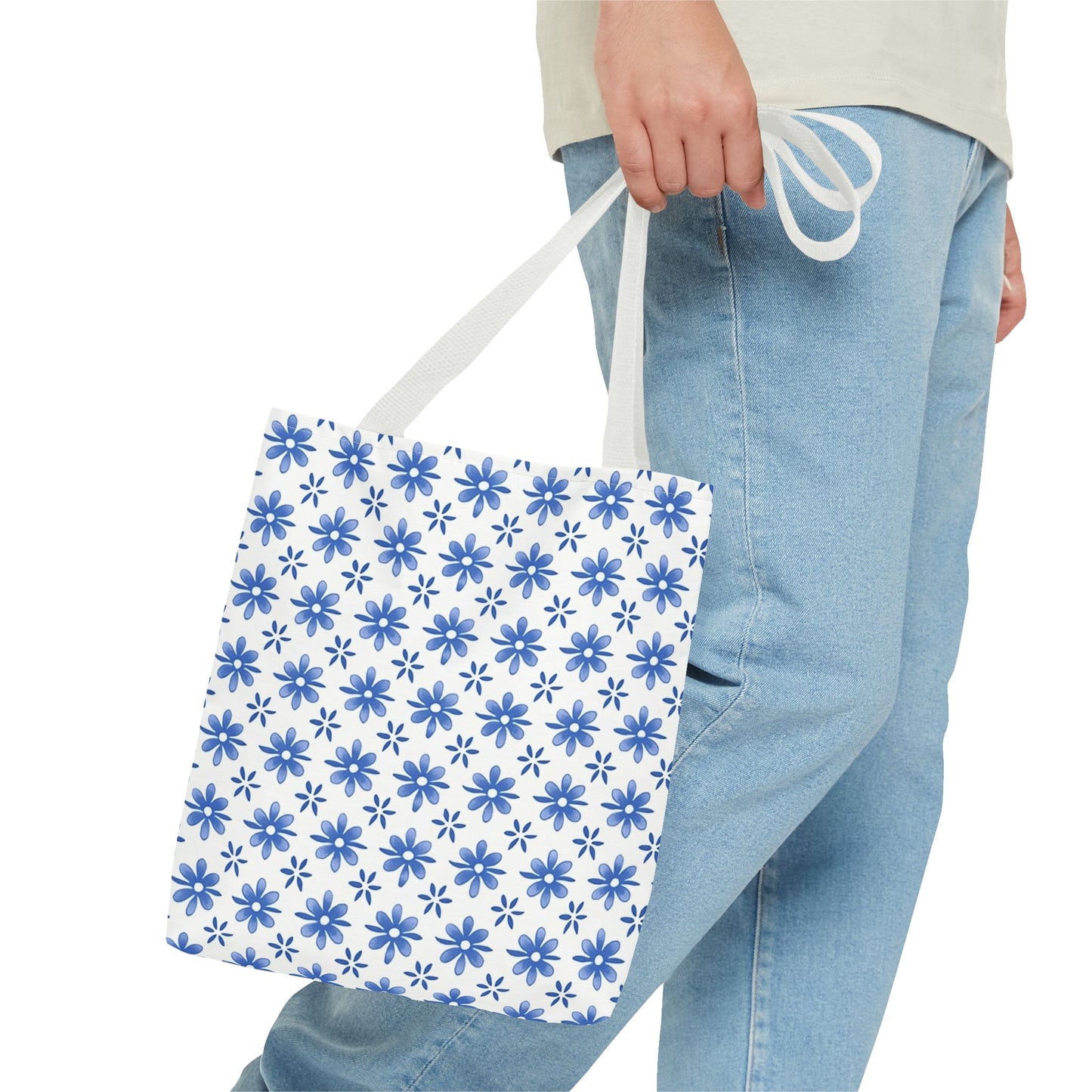 Charming Floral Tote Bag | Elegant Blue Flower Design, Perfect for Everyday Use, Beach Outings, Shopping, Gifts, Eco-Friendly