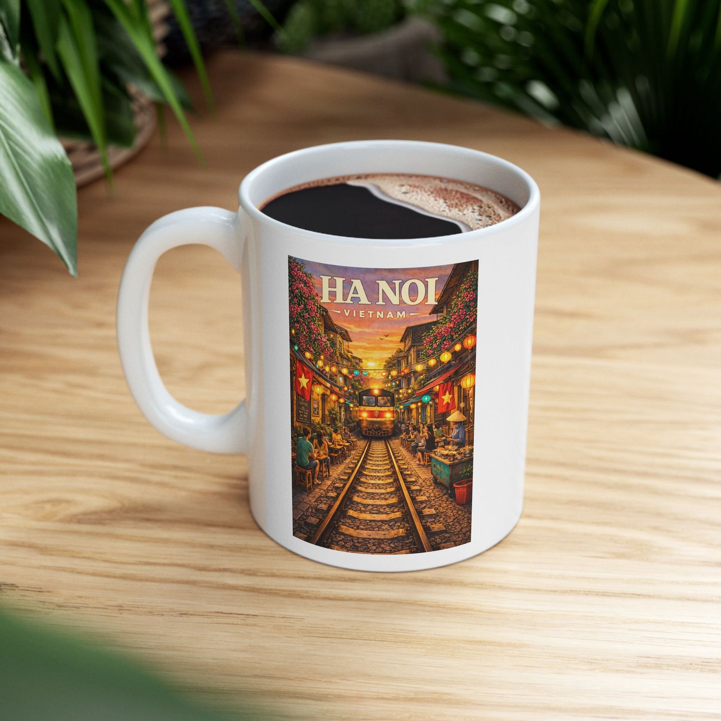 Hanoi Train Street Ceramic Coffee Tea Cup, Vietnam Travel Mug