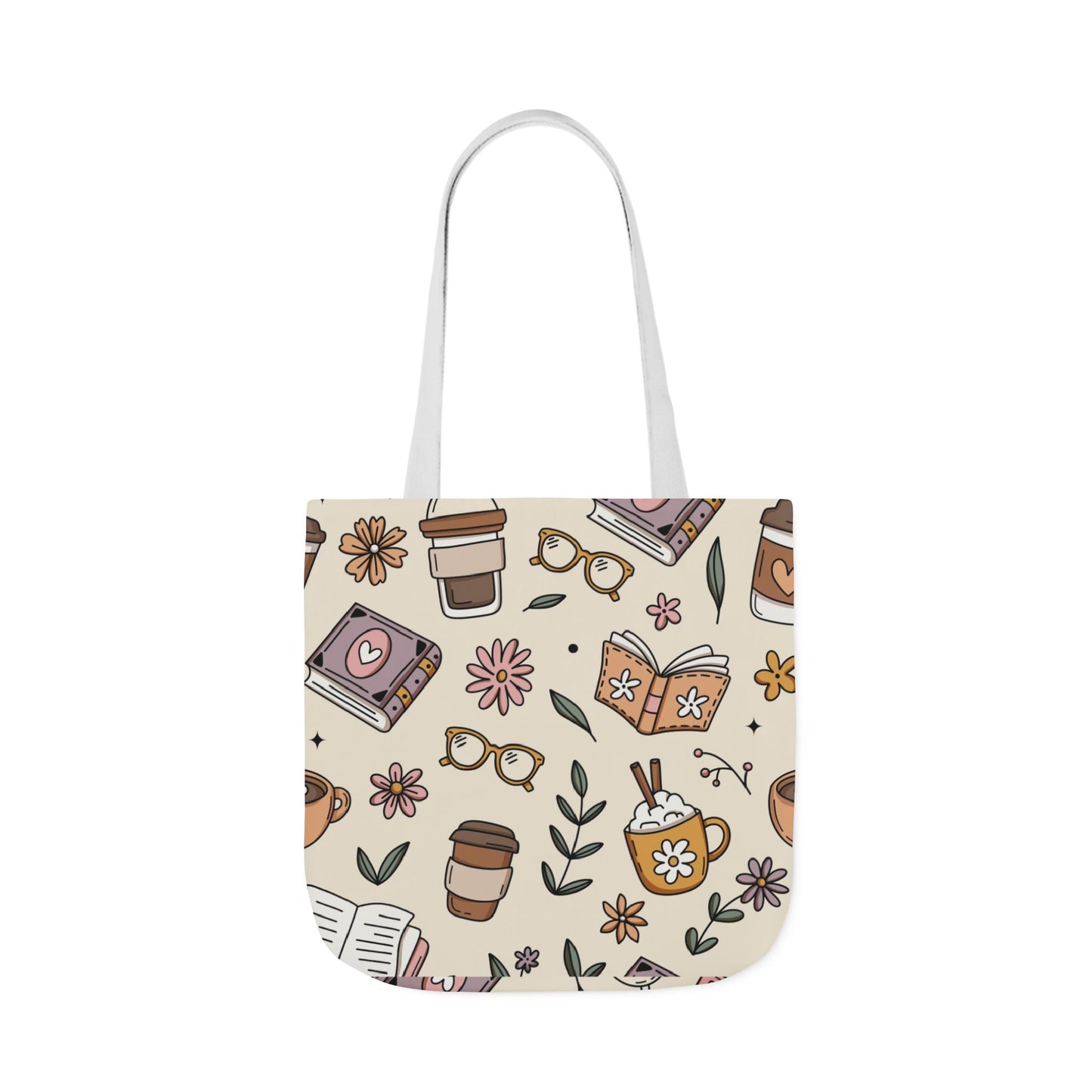 Canvas Tote Bag, Bookish Coffee Lover, Literary Shoulder Bag for Book Lovers, Large Grocery Tote, Eco-Friendly Book Tote, Library Book Bag
