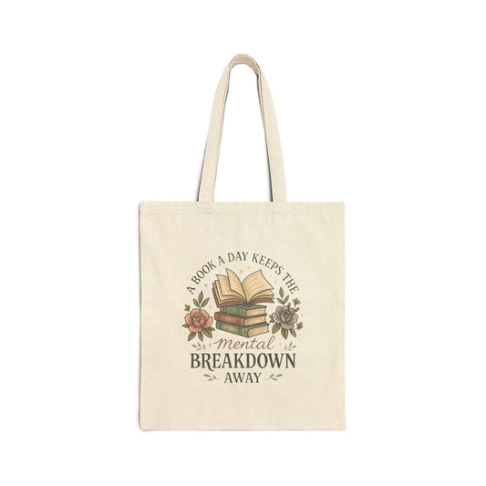 Book Club Tote Bag, A Book a Day Keeps the Mental Breakdown Away, Book Lover Gift, Eco-Friendly Canvas Bag, Reading Tote, Literary Gift