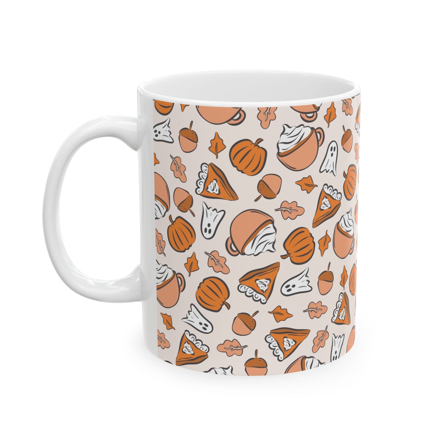 Fall-Themed Ceramic Mug, Cozy Pumpkin Spice Mug, Autumn Coffee Cup, Halloween Gift, Seasonal Drinkware