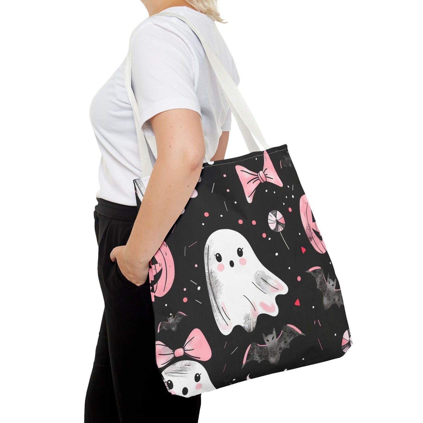 Cute Halloween Ghost Tote Bag, Spooky Style, Trick-or-Treat Bag, Perfect for Halloween Decorations, Gift Idea