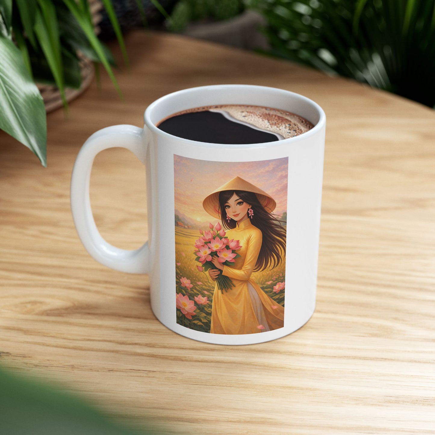 Vietnamese Girl Ceramic Mug, Vietnam Travel Memories, Traveler Gift