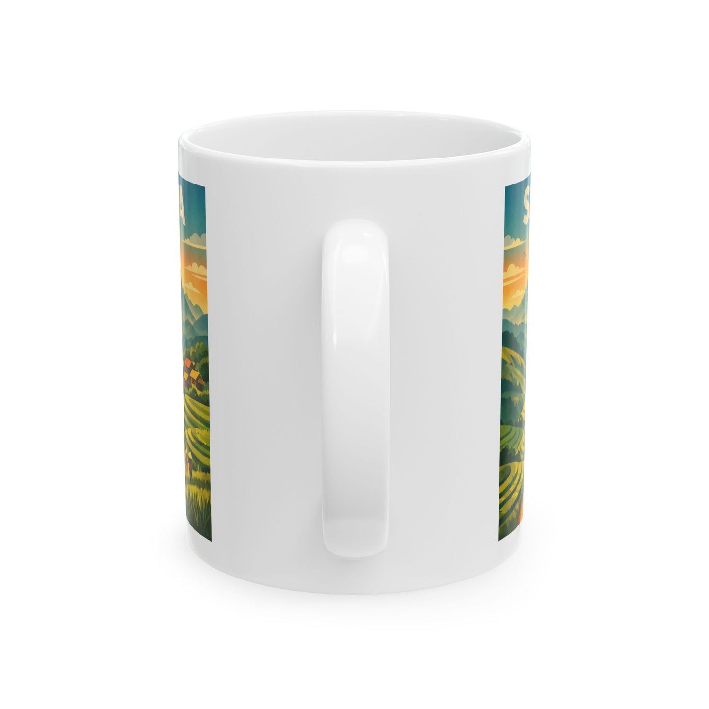 Sapa Vietnam Mug, Mountain Sunrise Scenic Coffee Cup, Vintage Travel Poster