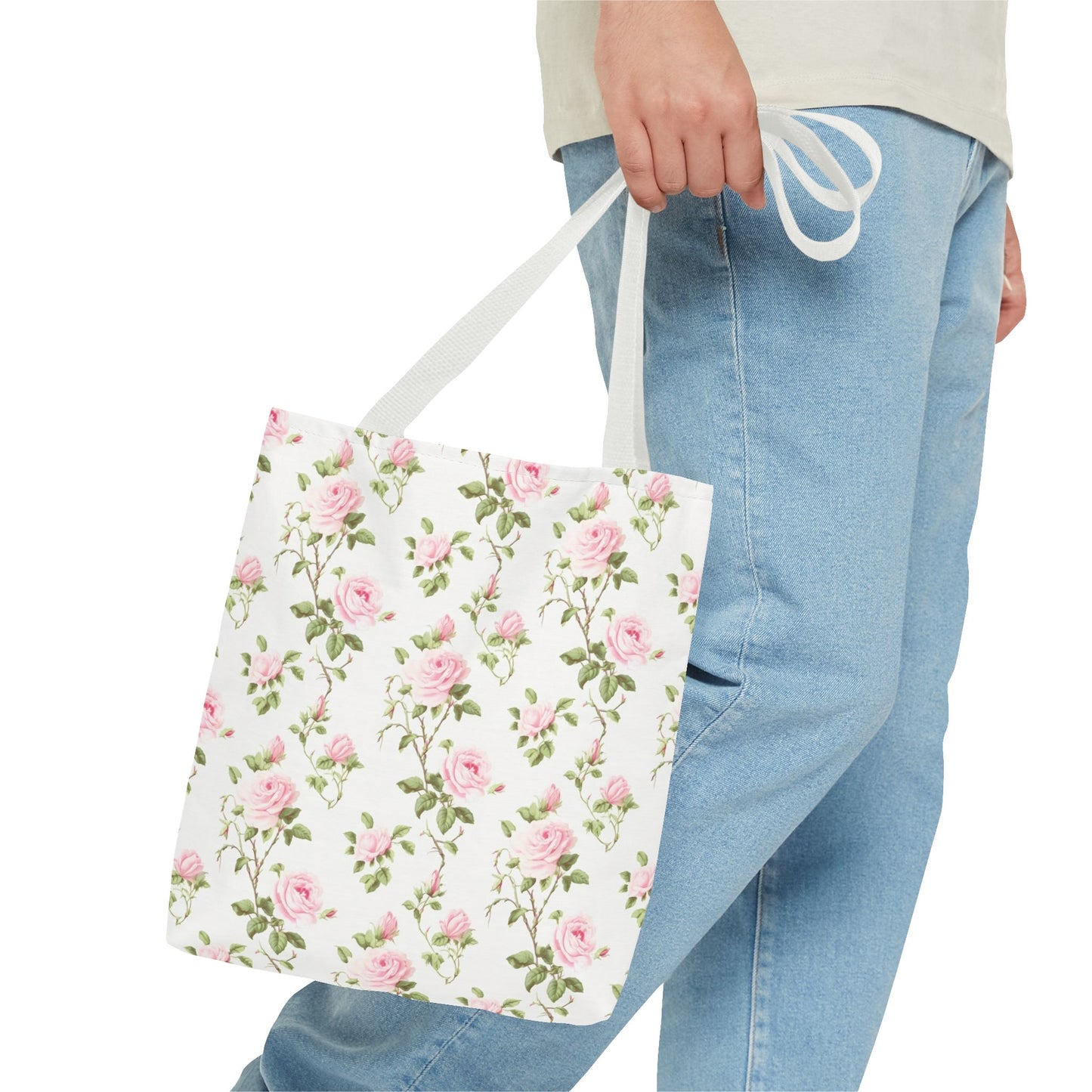 Floral Tote Bag - Chic Rose Pattern, Everyday Shopper, Eco-Friendly Gift, Mother's Day, Spring Picnic, Beach Accessory