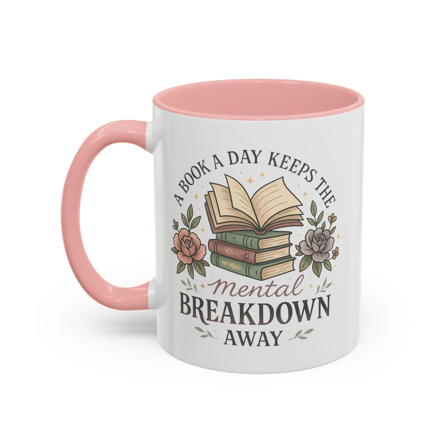 Book Lover's Accent Coffee Mug | Cozy Reading Gift | Personalized Mug | Floral Design | Perfect for Book Clubs, Birthdays, Holidays