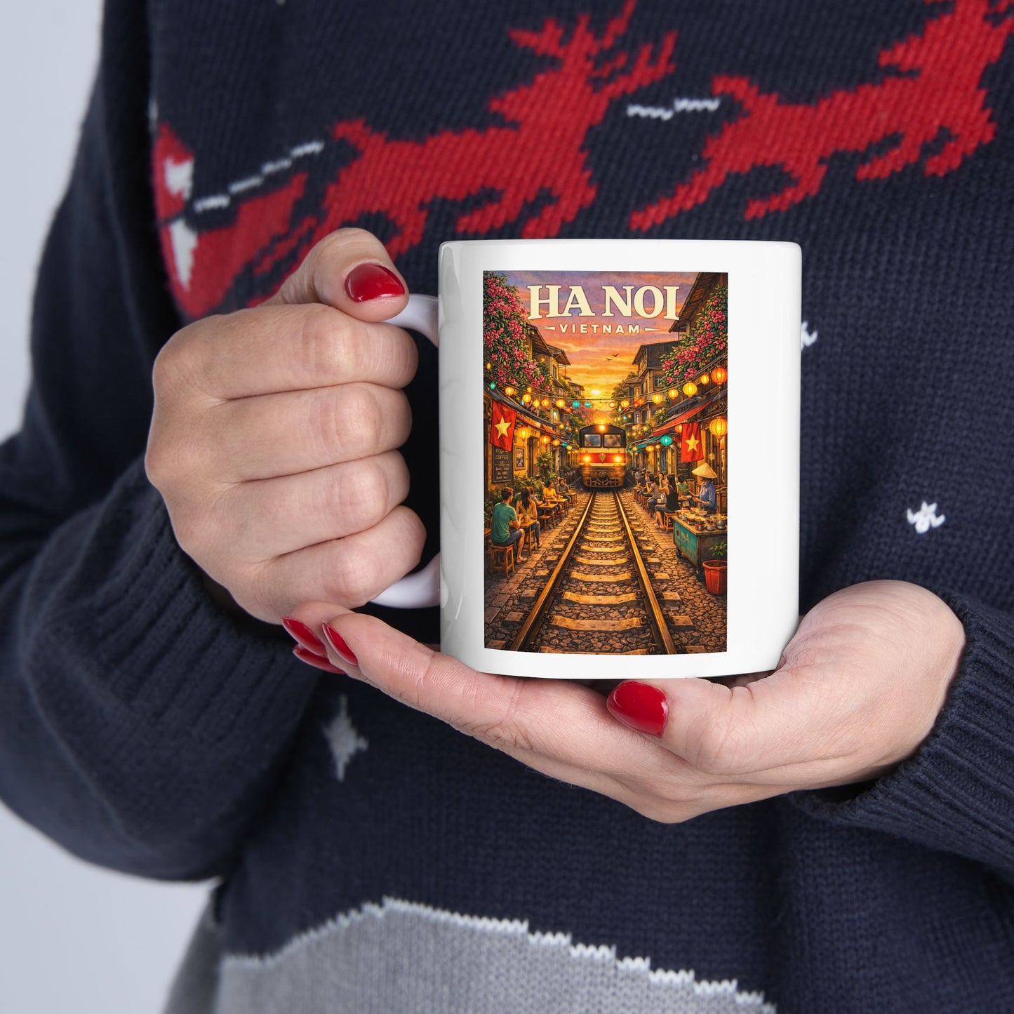 Hanoi Train Street Ceramic Coffee Tea Cup, Vietnam Travel Mug