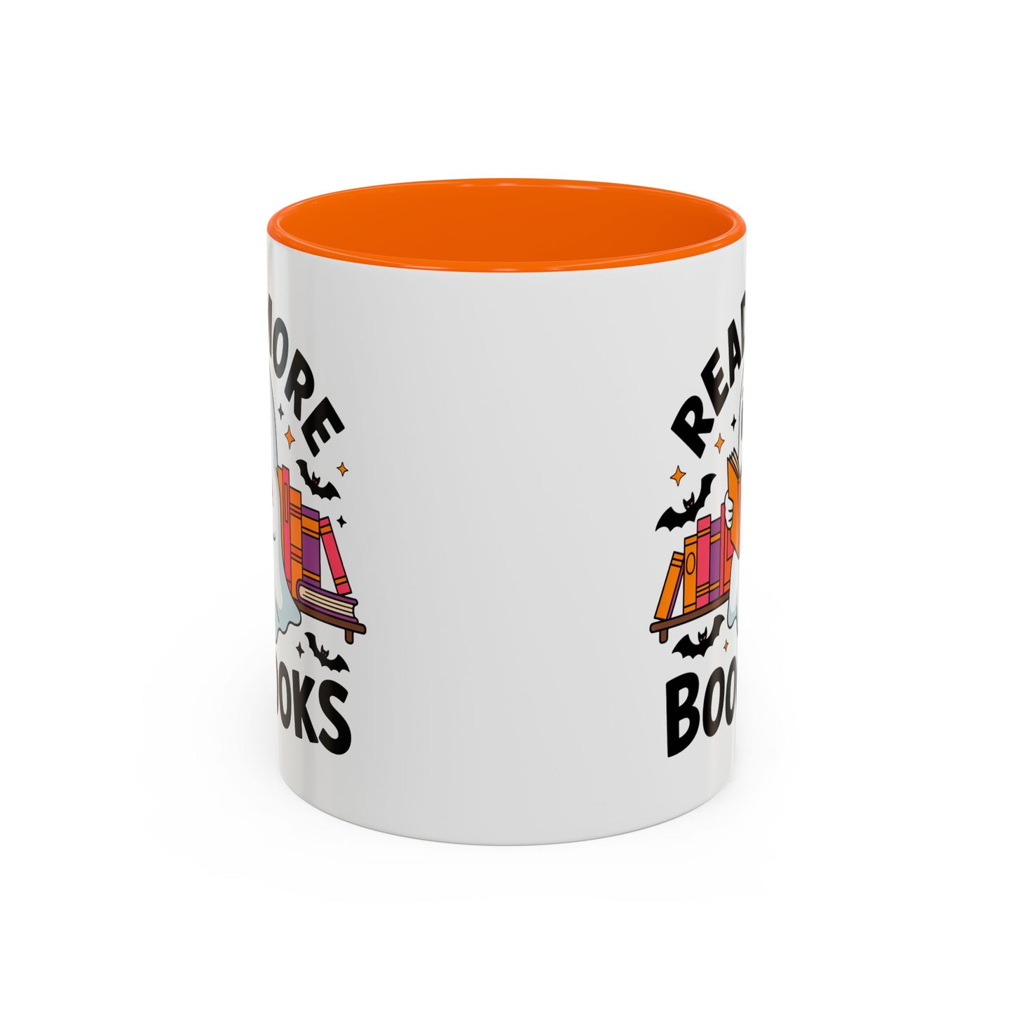 Bookshelf Ghost Coffee Mug - Perfect Halloween Gift for Book Lovers, Read More Booooks Mug, Unique Literature Coffee Cup