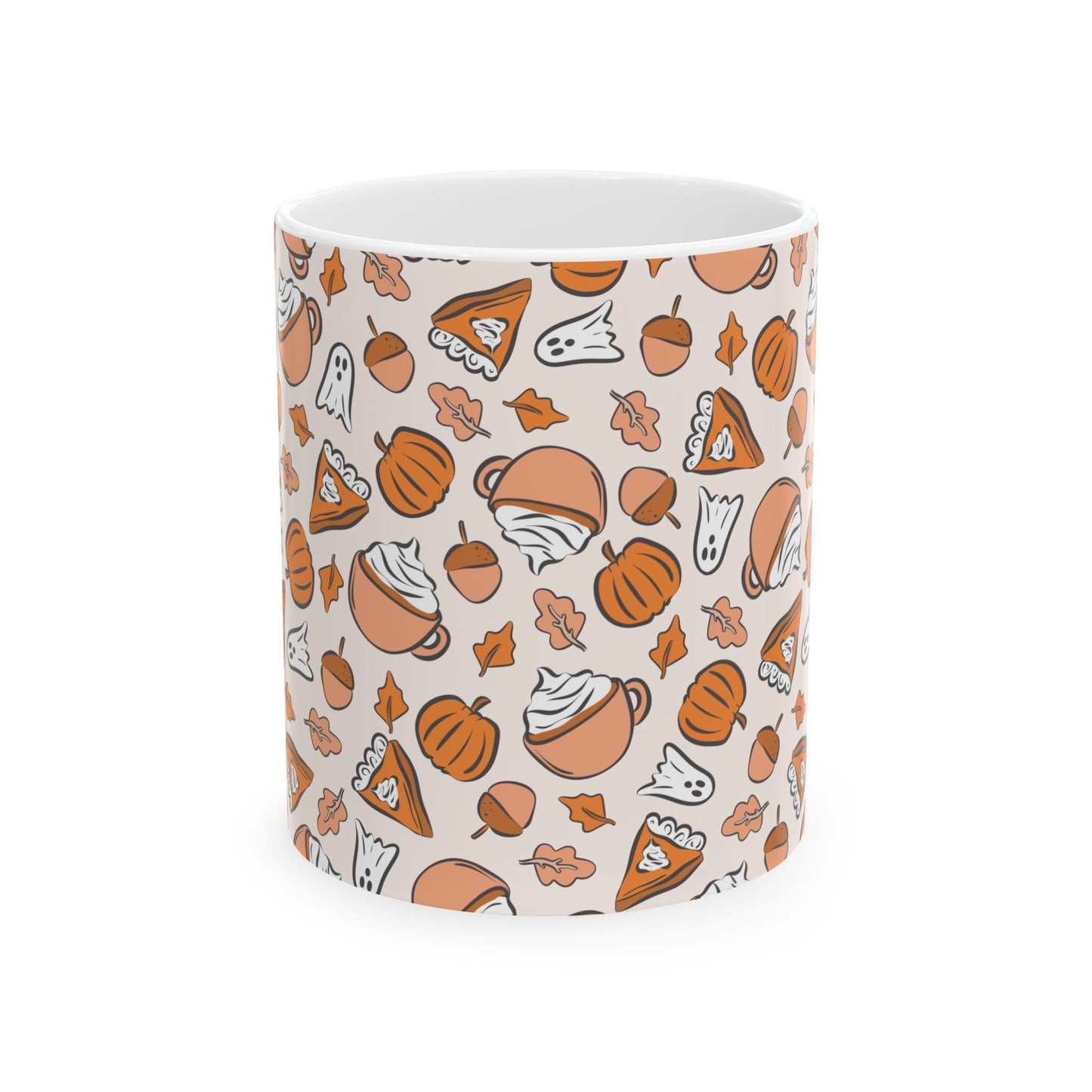 Fall-Themed Ceramic Mug, Cozy Pumpkin Spice Mug, Autumn Coffee Cup, Halloween Gift, Seasonal Drinkware