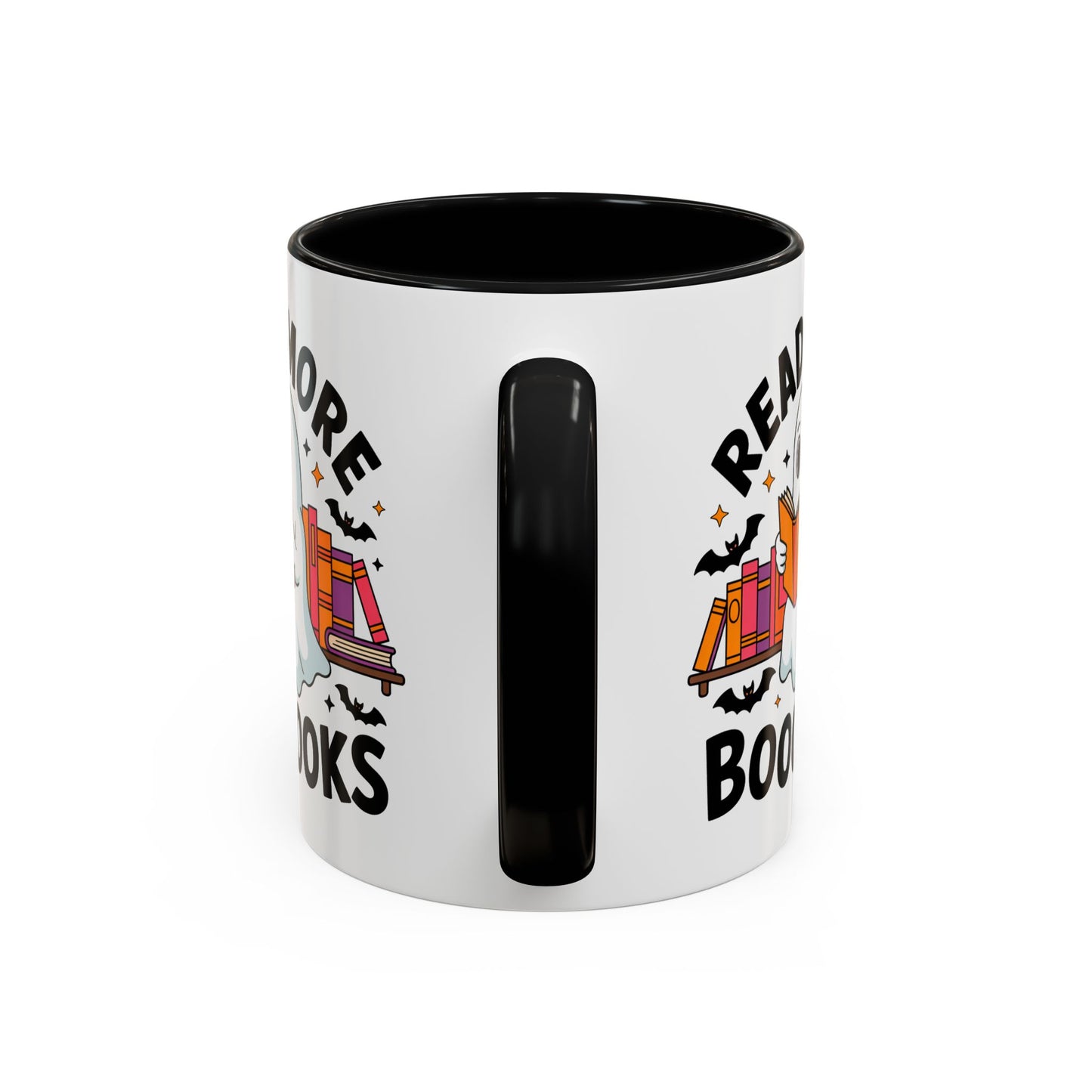 Bookshelf Ghost Coffee Mug - Perfect Halloween Gift for Book Lovers, Read More Booooks Mug, Unique Literature Coffee Cup