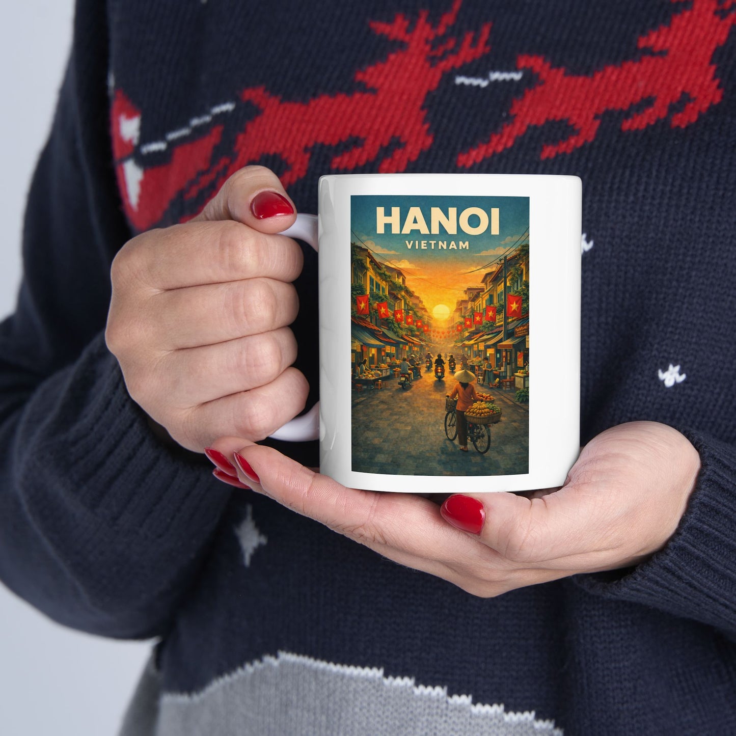 Hanoi Vietnam Mug, Old Quarter Image Mug, Ceramic Coffee Cup