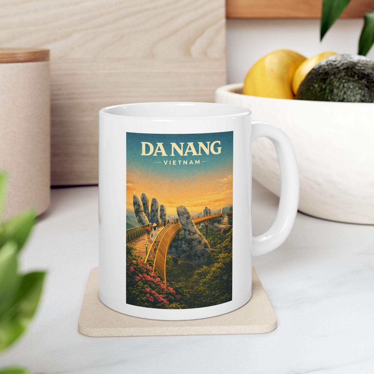 Da Nang Vietnam Ceramic Mug, Golden Bridge Mug, Vietnam Travel Gift