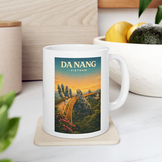 Da Nang Vietnam Ceramic Mug, Golden Bridge Mug, Vietnam Travel Gift