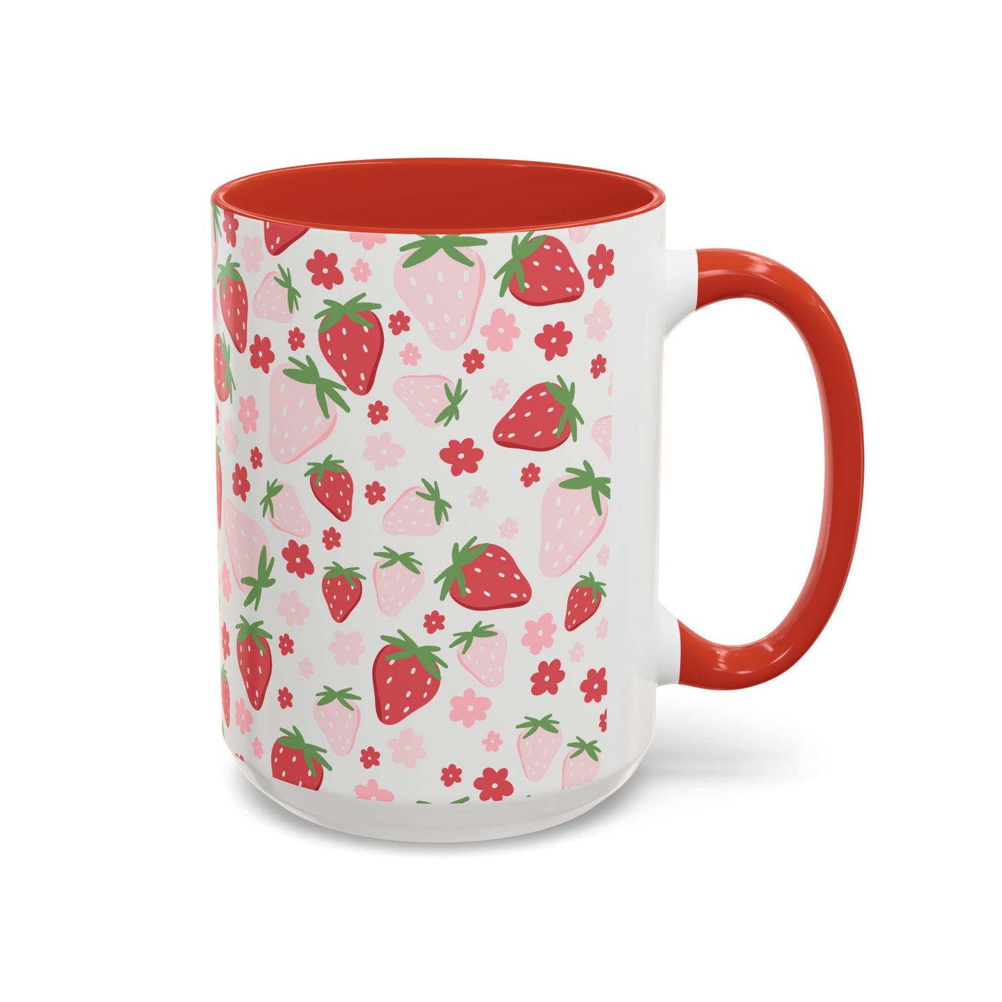 Strawberry Delight Coffee Mug, Cute Fruit Mug, Floral Mug, Eco-Friendly Gift, Kitchen Decor, Spring Aesthetic
