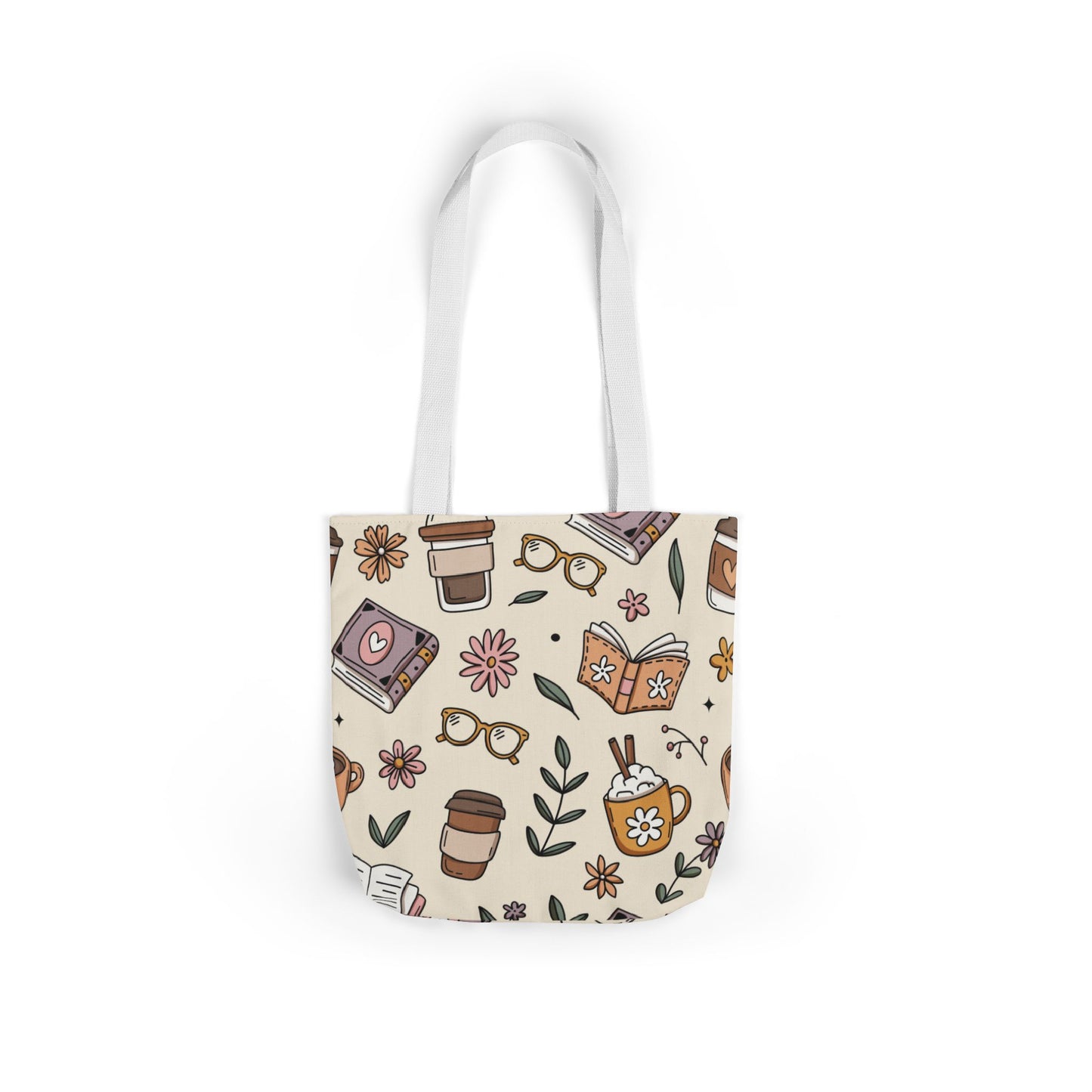 Canvas Tote Bag, Bookish Coffee Lover, Literary Shoulder Bag for Book Lovers, Large Grocery Tote, Eco-Friendly Book Tote, Library Book Bag