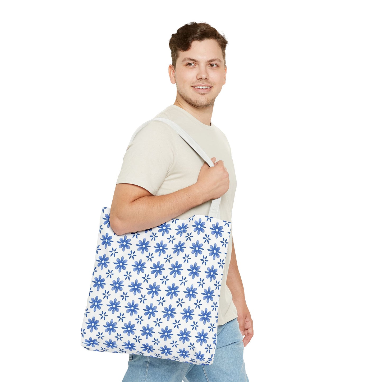 Charming Floral Tote Bag | Elegant Blue Flower Design, Perfect for Everyday Use, Beach Outings, Shopping, Gifts, Eco-Friendly