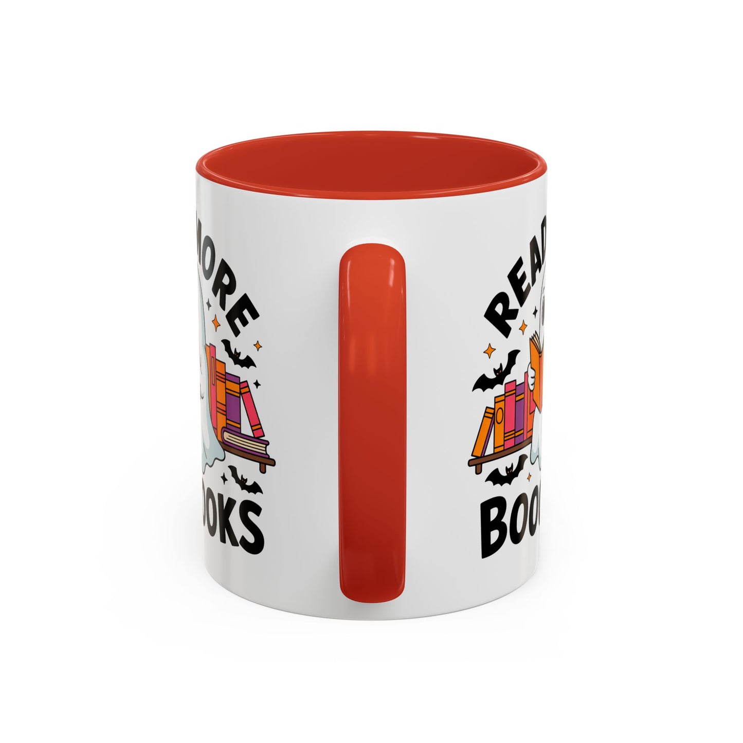 Bookshelf Ghost Coffee Mug - Perfect Halloween Gift for Book Lovers, Read More Booooks Mug, Unique Literature Coffee Cup