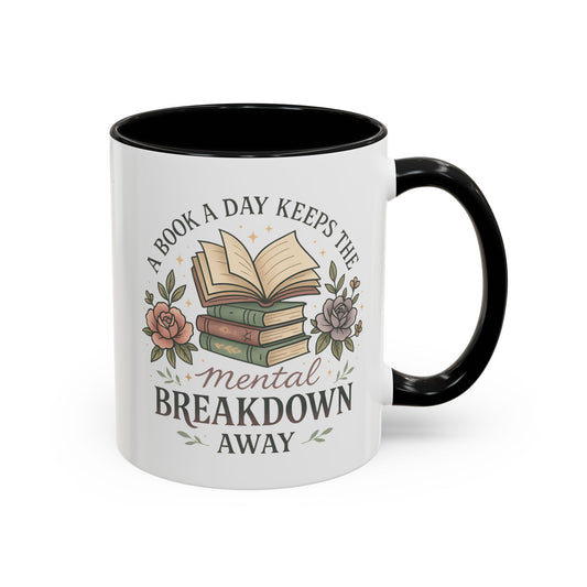 Book Lover's Accent Coffee Mug | Cozy Reading Gift | Personalized Mug | Floral Design | Perfect for Book Clubs, Birthdays, Holidays