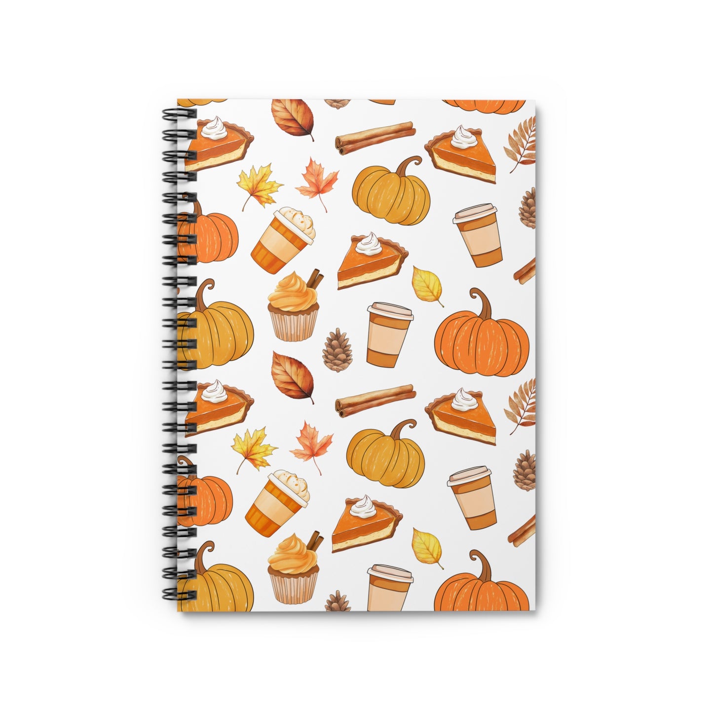 Autumn-Themed Spiral Notebook - Fall Leaves Pumpkin Coffee, Cozy Vibes, Perfect for Students, Journaling, or Gift for Thanksgiving