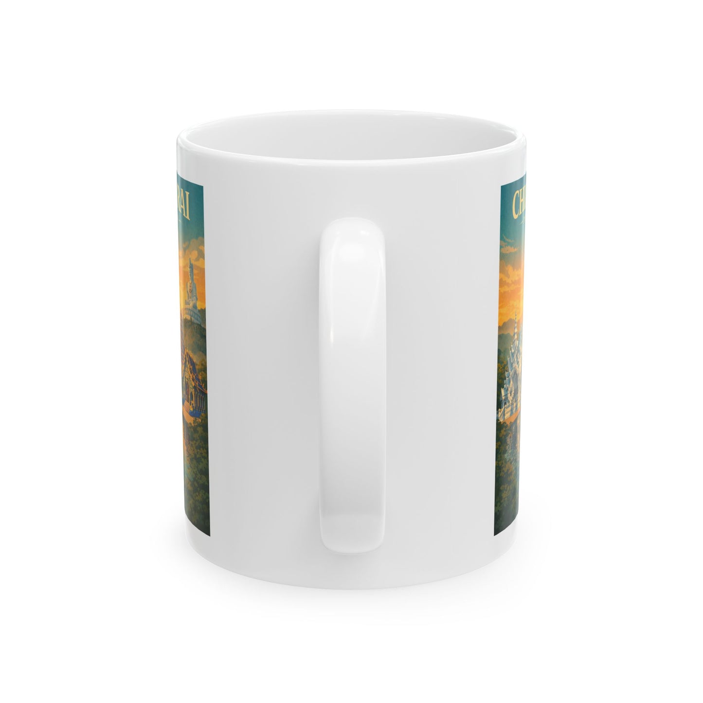 Chiang Rai Thailand Mug, Ceramic Coffee Cup, White Temple, Blue Temple Mug