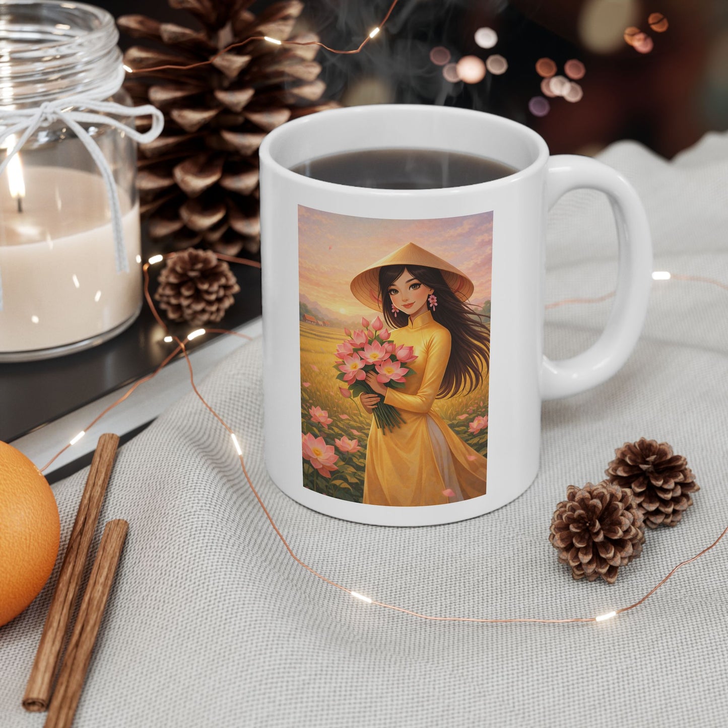 Vietnamese Girl Ceramic Mug, Vietnam Travel Memories, Traveler Gift