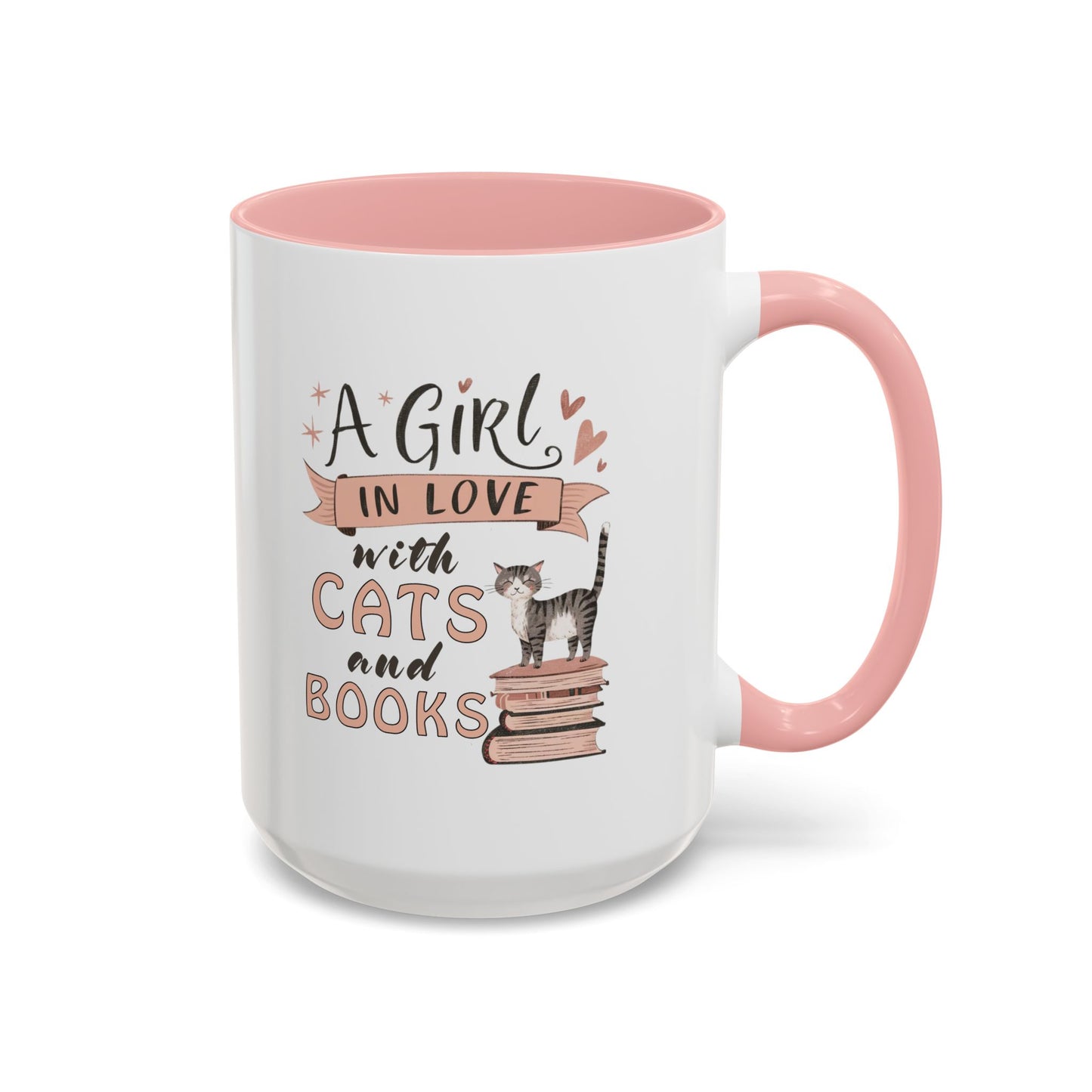 Cat Lover's Coffee Mug - A Girl in Love with Cats and Books, Gift for Cat Owners, Bookworms, Cozy Mornings, Birthday Present