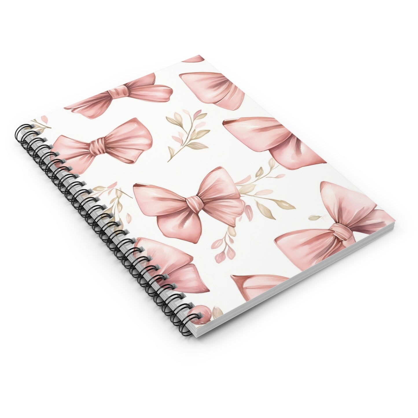 Chic Bow Spiral Notebook | Floral Stationery, Ideal for Journaling, School, Gifts, Note-taking, Scrapbooking