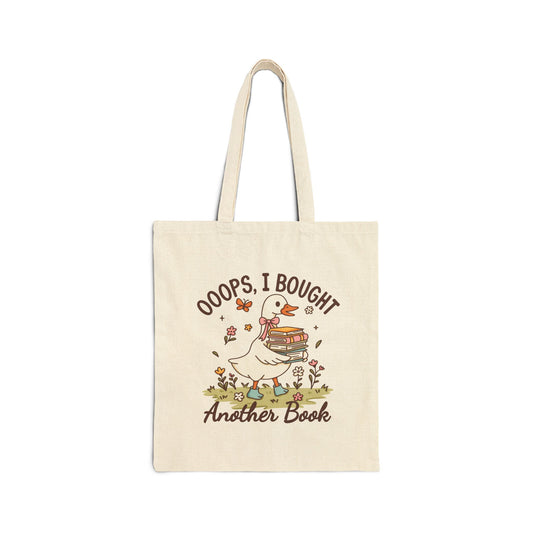 Book Lover Gift, Canvas Tote Bag, Oops I Bought Another Book, Gift for Readers, Cute Book Bag, Literary Tote, Animal Design