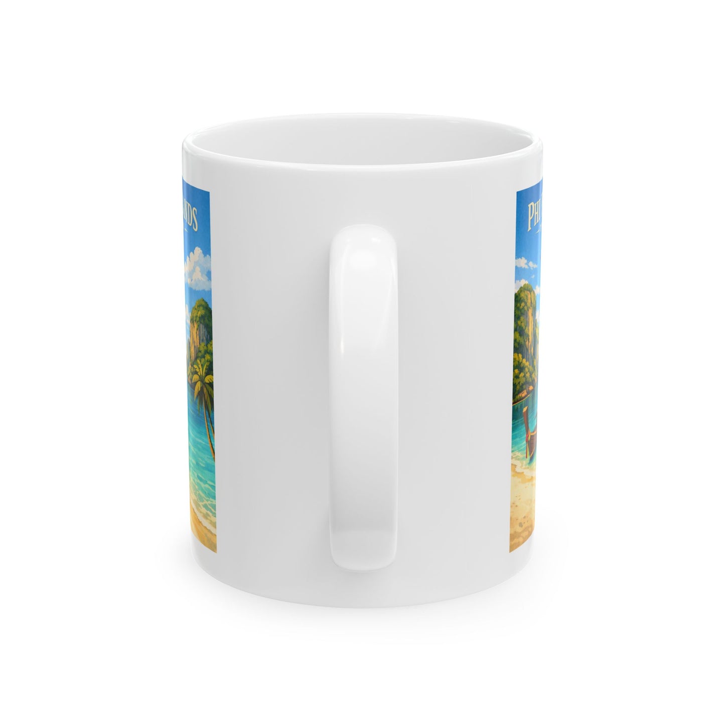 Phi Phi Islands Mug, Phuket Krabi Thailand Coffee Mug, Tropical Beach Scene Ocean Ceramic Mug