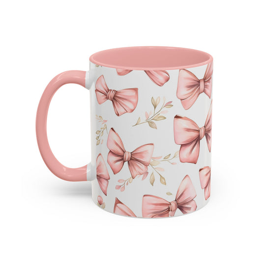 Pink Bows Coffee Mug, Blush Pink Mug, Boho Kitchen Decor, Boho Chic Mug, Bohemian Mug, Gift for Coffee Lover