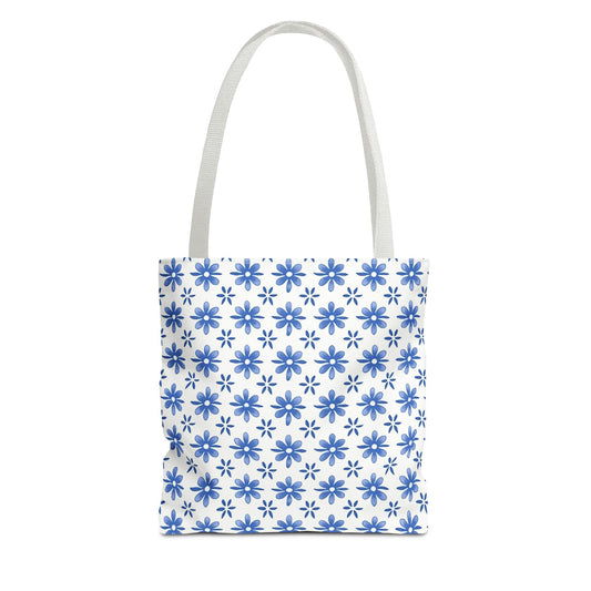 Charming Floral Tote Bag | Elegant Blue Flower Design, Perfect for Everyday Use, Beach Outings, Shopping, Gifts, Eco-Friendly
