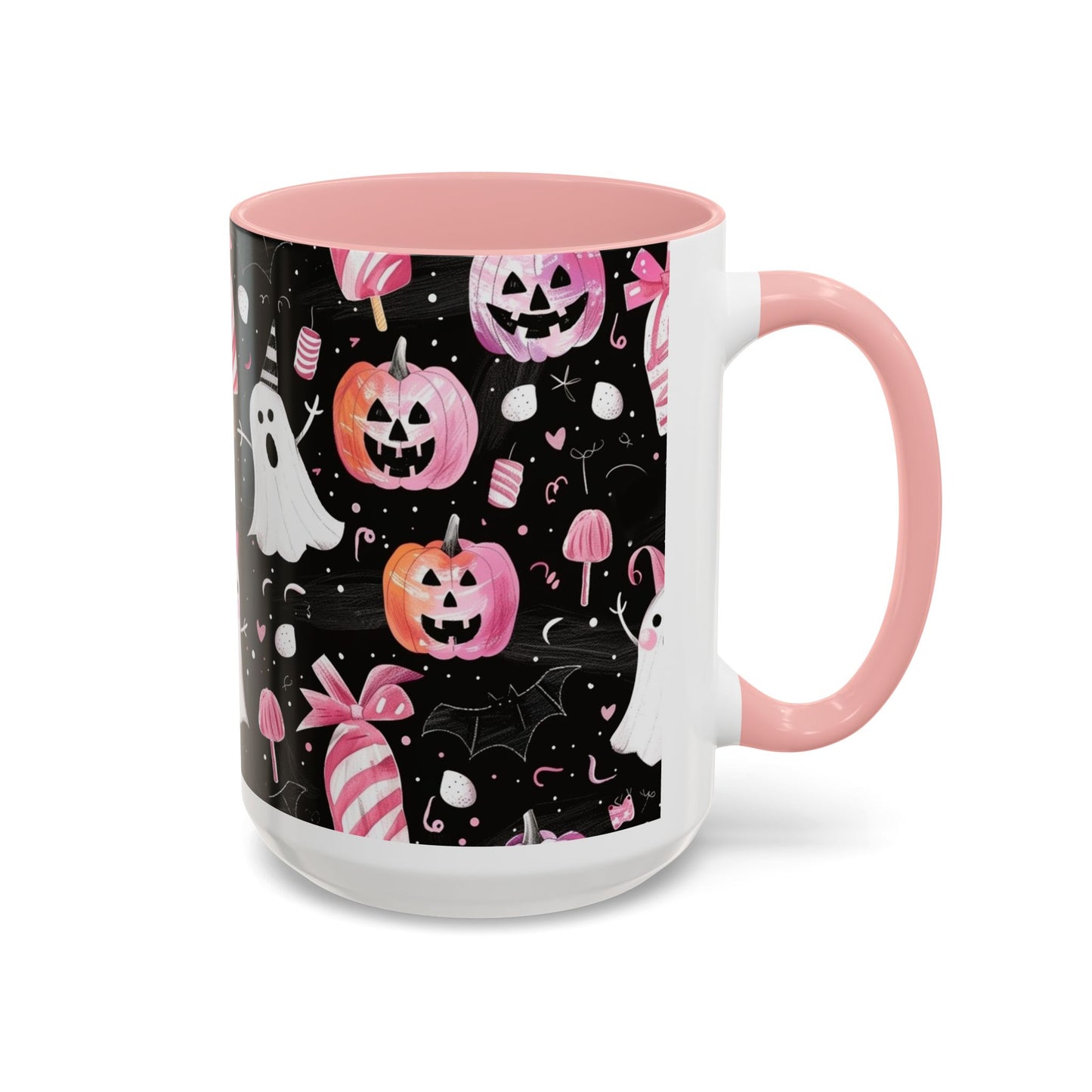 Halloween Ghosts Accent Coffee Mug, Cute Pumpkin Mug, Spooky Coffee Cup, Ghost & Candy Drinkware, Fall Decor Gift