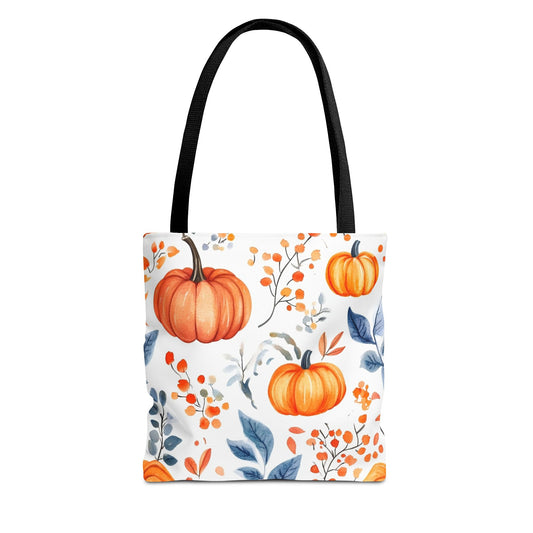 Fall Tote, Pumpkin Tote, Floral Bag, Halloween Bag, Thanksgiving Gift, Autumn Harvest Tote Bag