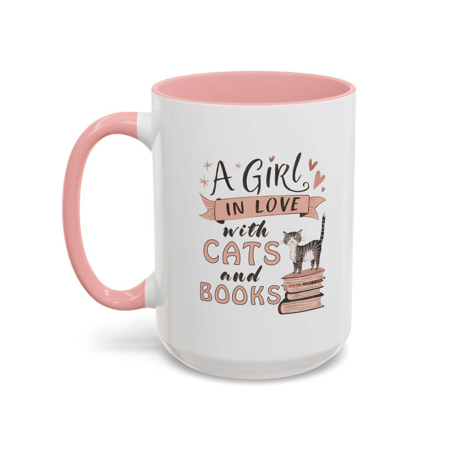 Cat Lover's Coffee Mug - A Girl in Love with Cats and Books, Gift for Cat Owners, Bookworms, Cozy Mornings, Birthday Present
