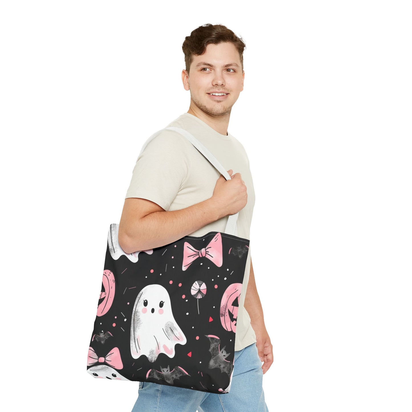 Cute Halloween Ghost Tote Bag, Spooky Style, Trick-or-Treat Bag, Perfect for Halloween Decorations, Gift Idea