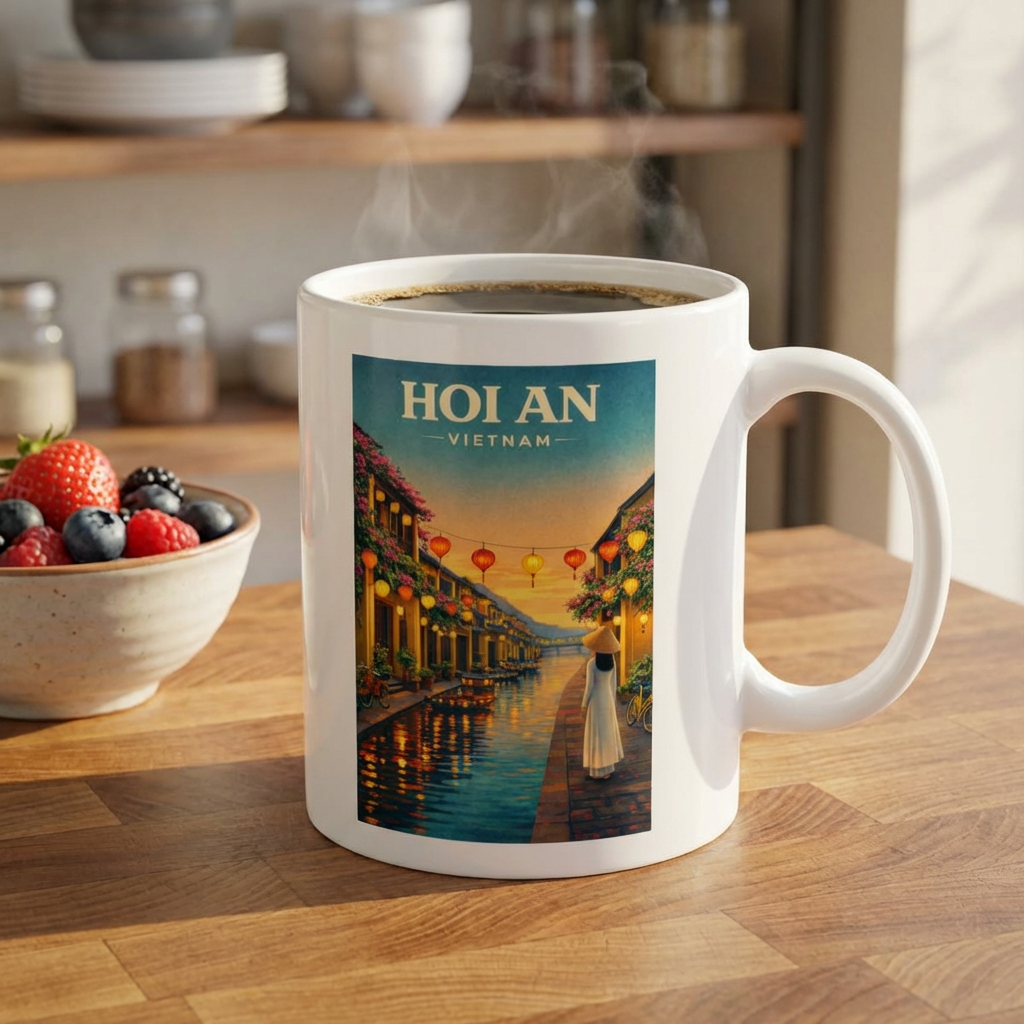Hoi An Vietnam Ceramic Mug, Lanterns Vietnam Travel Gift