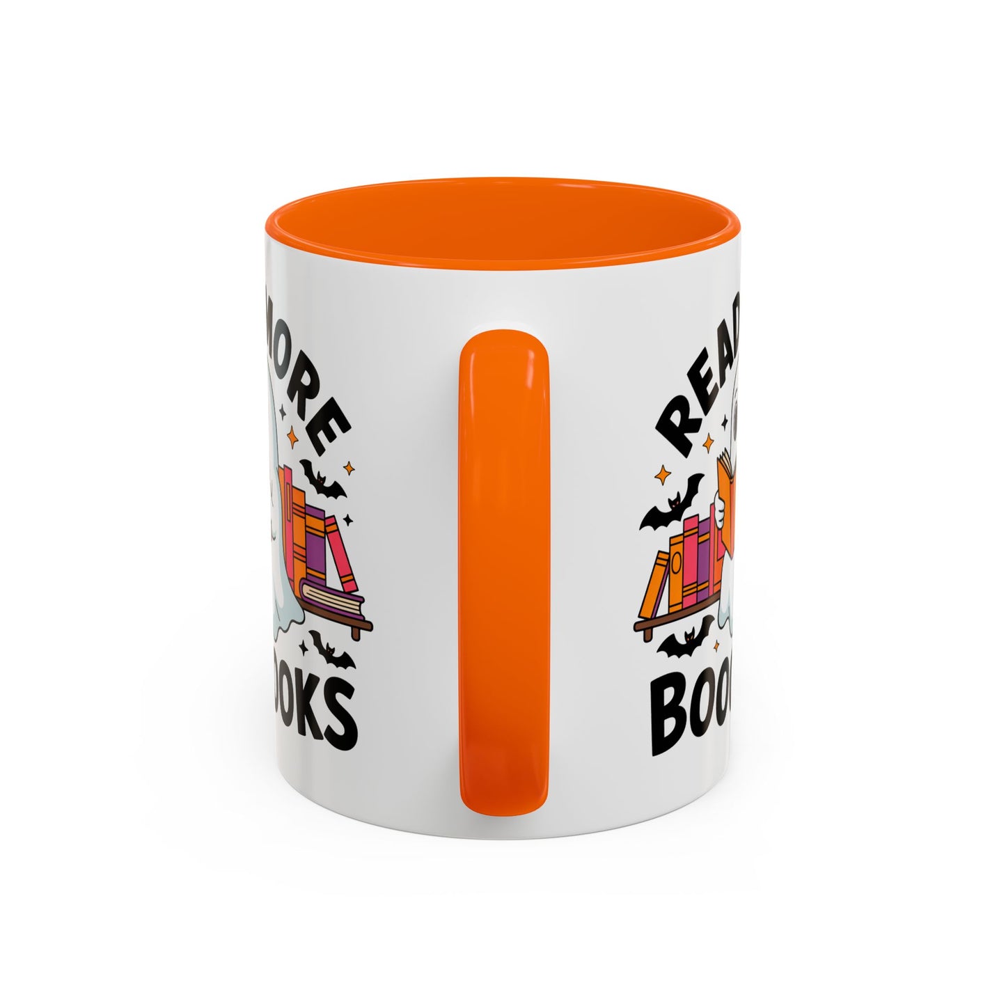 Bookshelf Ghost Coffee Mug - Perfect Halloween Gift for Book Lovers, Read More Booooks Mug, Unique Literature Coffee Cup
