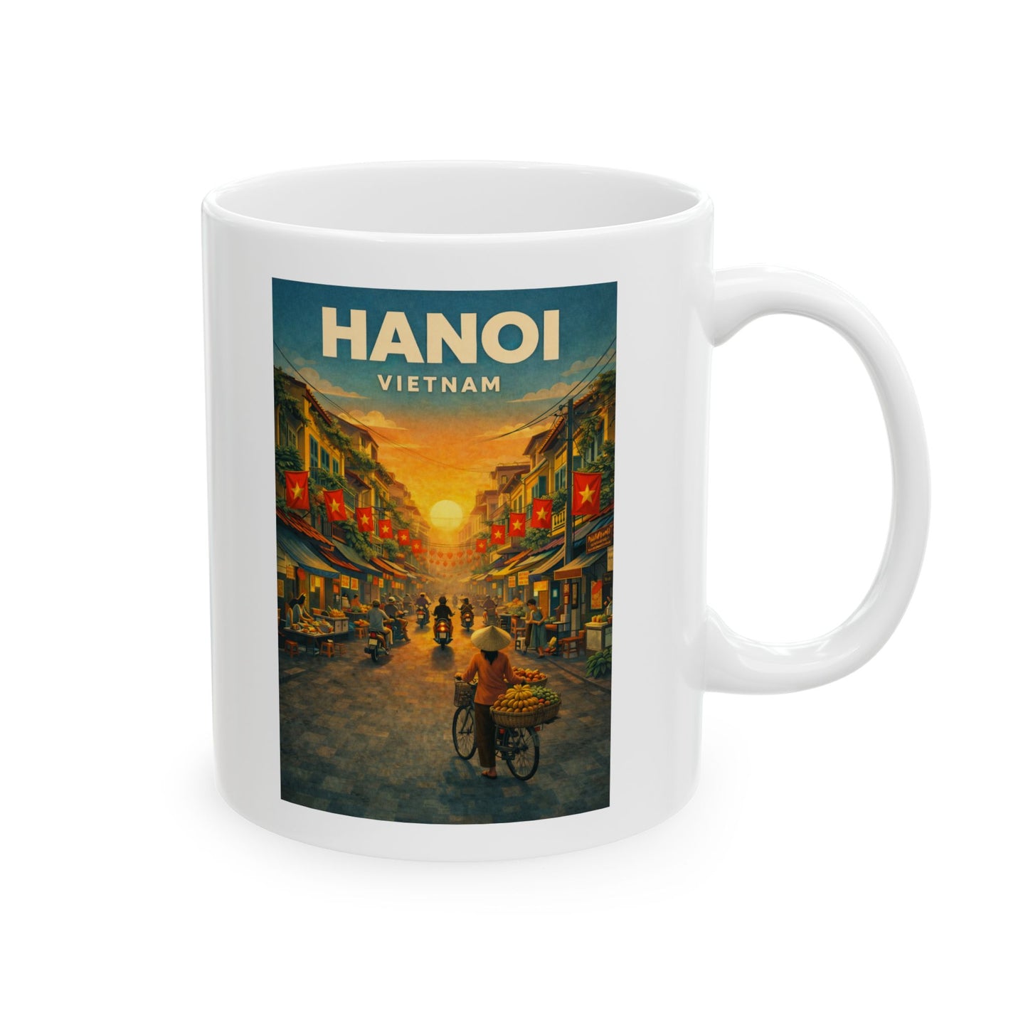 Hanoi Vietnam Mug, Old Quarter Image Mug, Ceramic Coffee Cup