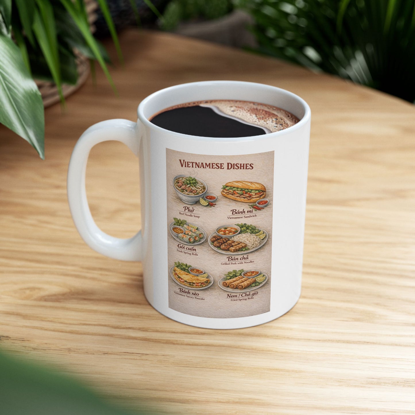 Vietnamese Dishes Ceramic Mug, Vietnamese Food Coffee Mug, Vietnam Travel Gift