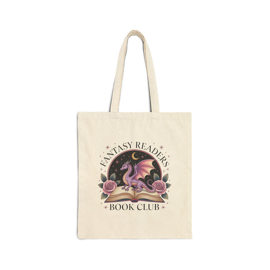 Fantasy Readers Book Club Tote Bag | Perfect for Book Lovers, Gift for Readers, Literary Tote, Dragon Design, Eco-Friendly Bag