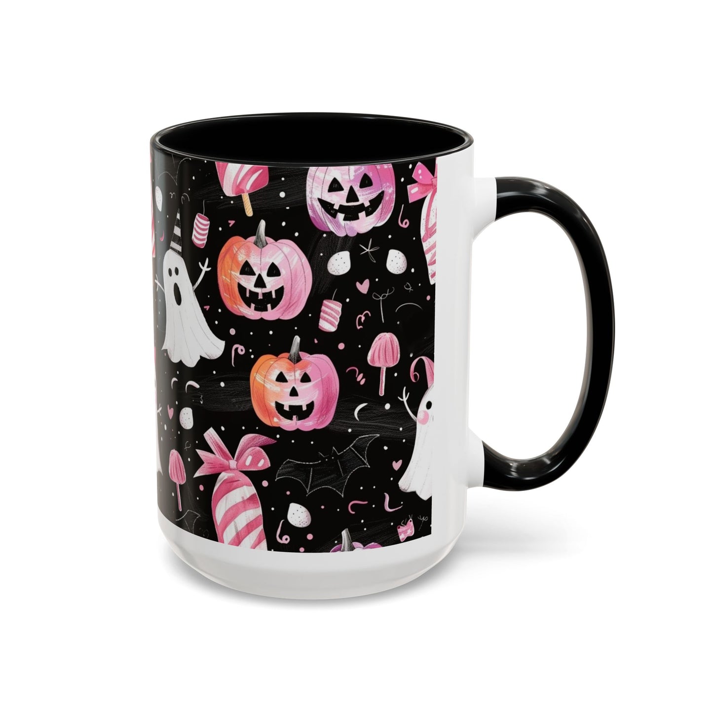 Halloween Ghosts Accent Coffee Mug, Cute Pumpkin Mug, Spooky Coffee Cup, Ghost & Candy Drinkware, Fall Decor Gift