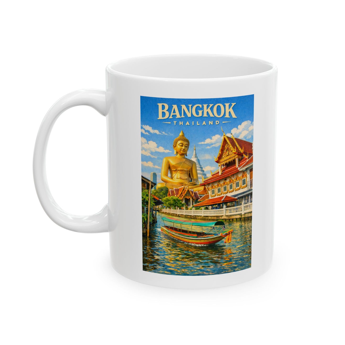Bangkok Mug, Thailand Vintage Travel Poster Coffee Mug