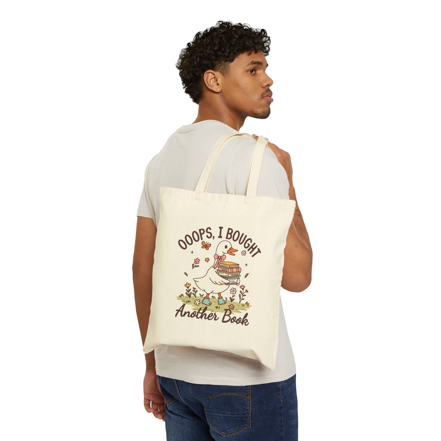 Book Lover Gift, Canvas Tote Bag, Oops I Bought Another Book, Gift for Readers, Cute Book Bag, Literary Tote, Animal Design