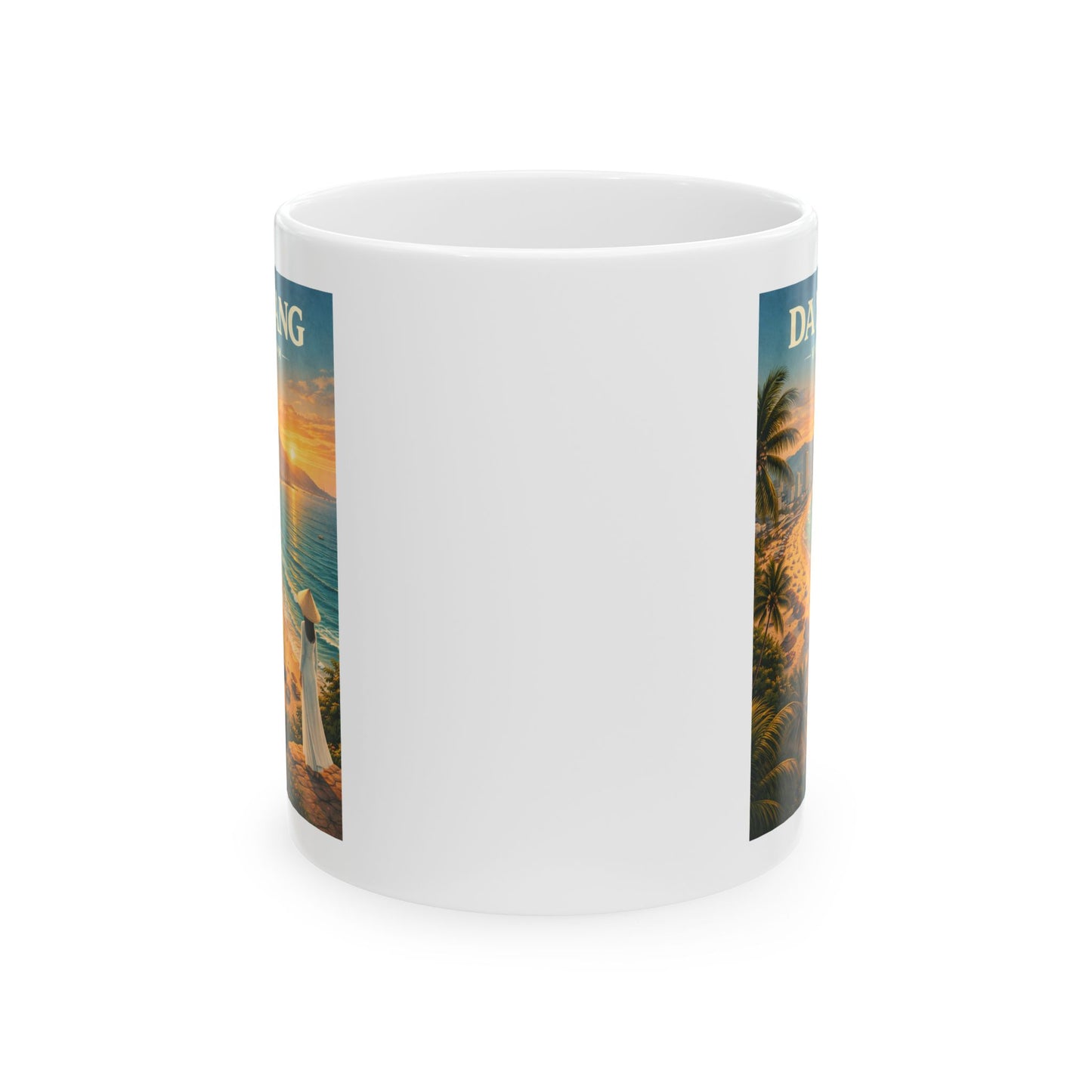 Da Nang Vietnam Mug, Tropical Beach Sunset Mug, Palm Trees, Ocean Waves