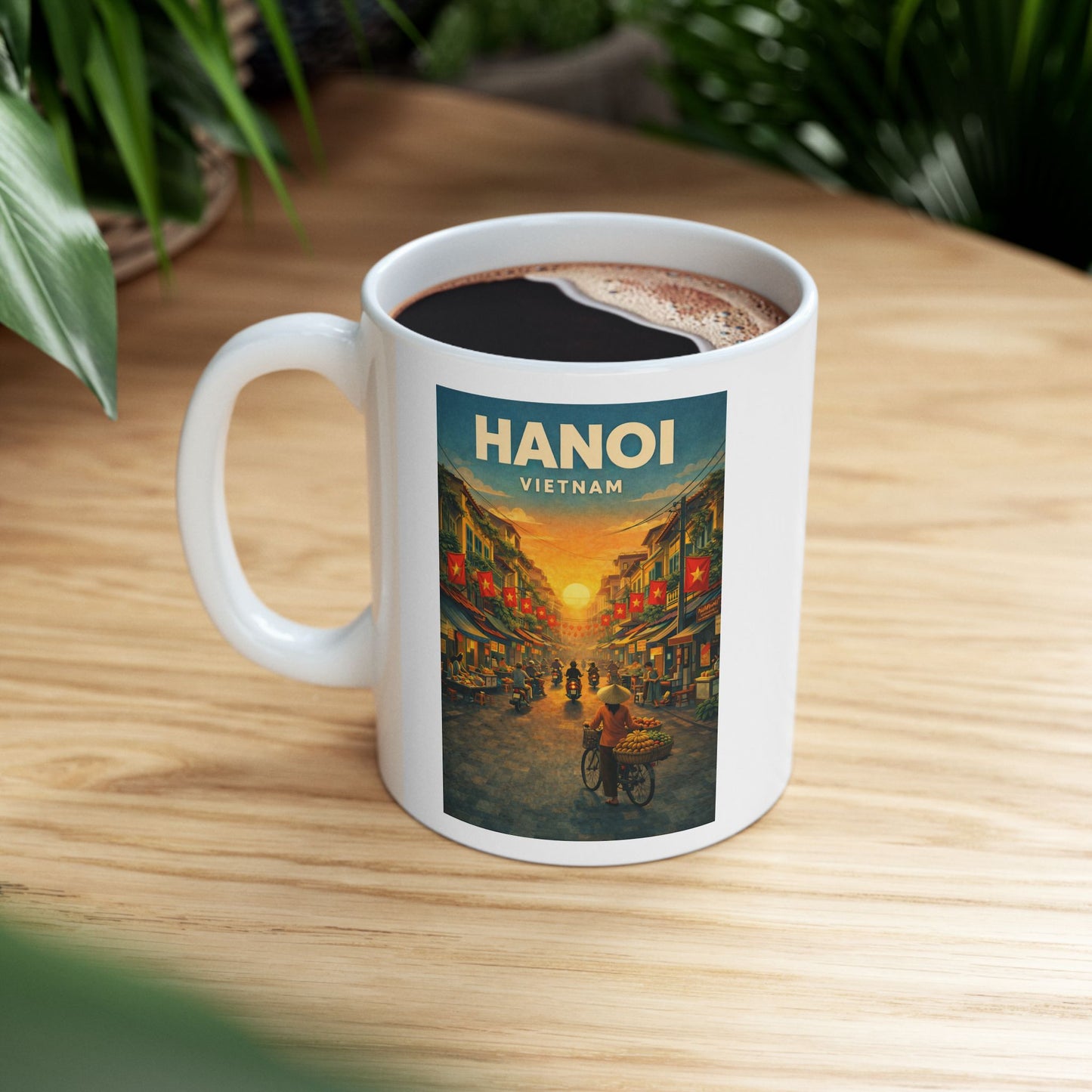 Hanoi Vietnam Mug, Old Quarter Image Mug, Ceramic Coffee Cup
