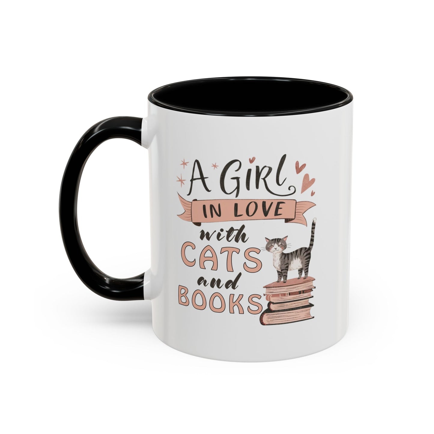 Cat Lover's Coffee Mug - A Girl in Love with Cats and Books, Gift for Cat Owners, Bookworms, Cozy Mornings, Birthday Present