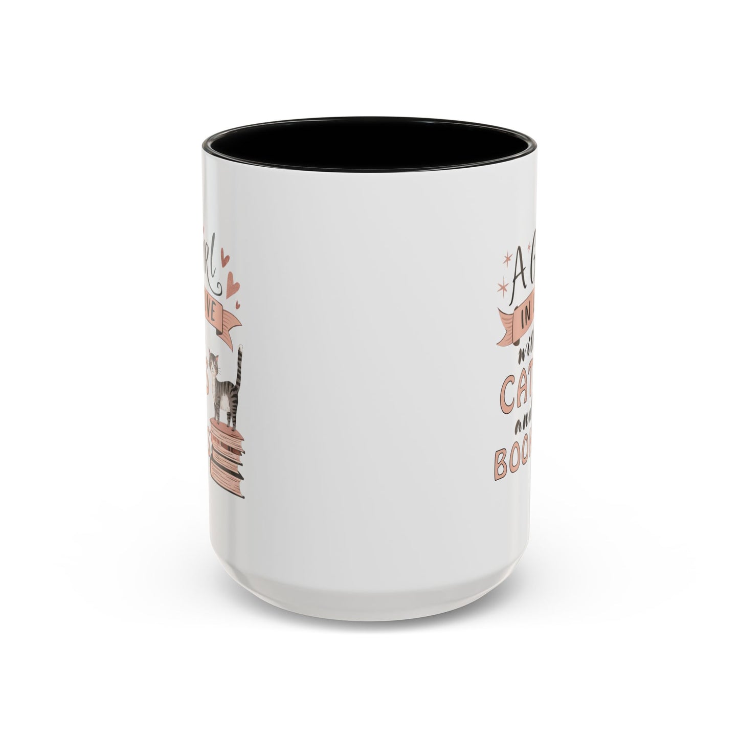 Cat Lover's Coffee Mug - A Girl in Love with Cats and Books, Gift for Cat Owners, Bookworms, Cozy Mornings, Birthday Present